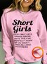 Womens Funny Short Girl Crew Neck Fleece Sweatshirts
