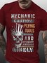 Mens Halloween Skull Mechanic Caution Flying Tools And Offensive Language Likely Crew Neck Casual T-Shirt