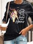 Womens Horse Girl This Girl Runs On Jesus And Horses Letters Sweatshirts
