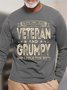 Men Two Titles Veteran And Grumpy Casual Text Letters T-Shirt