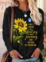Womens God Sunflower Quote Casual Tops