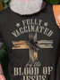 Men Fully Vagginated Blood Of Jesus Fit Casual Text Letters T-Shirt