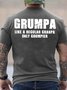 Men Regular Granpa Only Grumpier Cotton Text Letters Casual T-Shirt