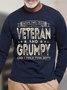 Men Two Titles Veteran And Grumpy Casual Text Letters T-Shirt