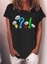 Women's Wait Whhat Stopit  I Agree Funny Text Letters Casual Crew Neck T-Shirt