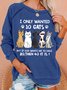 Women Cat Lover Regular Fit Crew Neck Sweatshirts 