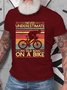Men's Never Underestimate An Old Man On A Bike Funny Loose Text Letters T-Shirt