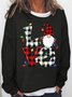 Womens Christmas Gnome Love Buffalo Plaid Crew Neck Sweatshirts