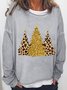 Womens Glitter Merry Christmas Trees Leopard Sweatshirts