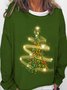 Womens Christmas Tree Light Crew Neck Sweatshirts