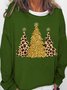 Womens Glitter Merry Christmas Trees Leopard Sweatshirts