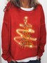Womens Christmas Tree Light Crew Neck Sweatshirts