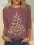 Women's Christmas Tree Light Crew Neck Casual Long Sleeve Top