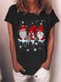 Women Christmas Gnomies Santa Casual Cotton-Blend Loose T-Shirt