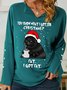 Women Funny Christmas Letter Black Cat Print Sweatshirts