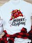 Women Cute Santa Hat Christmas Loose Simple T-Shirt