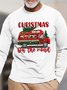 Men Christmas On The Road Santa Claus Crew Neck Christmas Cotton Tops