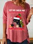 Womens Funny Christmas Black Cat Print Top