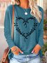Women Bichota Heart Cotton-Blend Simple Crew Neck Long sleeve Top