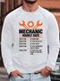 Men's Mechanic Hourly Rate Text Letters Cotton-Blend Loose Sweatshirt