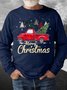Men Christmas Tree Truck Crew Neck Casual Regular Fit Sweatshirt