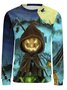 Men Pumpkin Lamp Witch Moon Pattern Halloween Sweatshirt
