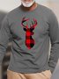 Men Merry Christmas Moose Pattern Loose Casual Tops