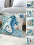 18*18 Banquet Party Pool Beach Vacation Turtle Seahorse Conch Print Home Pillowcase