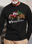 Men Merry Christmas Tree Truck Casual Crew Neck Tops