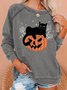 Women's Black Cats Pumpkin Halloween Casual Loose Sweatshirts