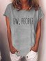 Women's Ew People Funny Halloween Text Letters Loose Casual T-Shirt