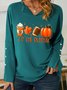 Women It's The Season Pumpkin V Neck Halloween Simple Sweatshirts