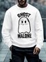 Men's Funny Ghost Malone Halloween Text Letters Crew Neck Casual Sweatshirt