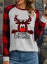 Women Funny Simple Christmas Cotton-Blend Tops