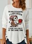 Women's I'm Multitasking Funny Casual Owls Crew Neck Long Sleeve Top