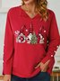 Women's Christmas Gnome Simple V Neck Christmas Sweatshirts