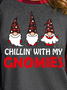Chillin' With My Gnomies Women's Christmas Long Sleeve Buffalo Plaid T-Shirt