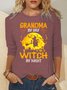 Women Funny Grandma Witch Halloween Letters Casual Tops