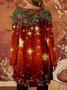 Women Casual Crew Neck Christmas Tree Skirt Dress