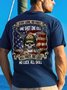 Men's Stay Low Go Fast Funny Veteran''s Day Flag Skull Loose Casual Cotton T-Shirt