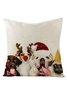 18*18 Christmas Pillow Cover Christmas Animal Cat Dog Print Festive Party Cushion Cover