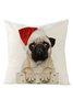 18*18 Christmas Pillow Cover Christmas Animal Cat Dog Print Festive Party Cushion Cover
