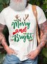 Men Merry And Bright Hat Deer Christmas T-Shirt