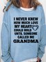 Womens Grandma Quote Casual Crew Neck Sweatshirts