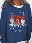 Women's Christmas Gnomies Santa Crew Neck Simple Text Letters Sweatshirt