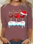 Womens Three Glass Of Wine Santa Reindeer Christmas Tops