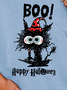 Women Cat Mom Boo Happy Halloween Crew Neck Sweatshirts