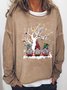 Women's Christmas Tree Gnome Print Loose Christmas Crew Neck Sweatshirt