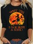 Womens Halloween Witch I Can Drive Stick Crew Neck Tops