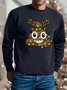 Men's Humorous Christmas Lights Print Loose Cotton-Blend Christmas Sweatshirt